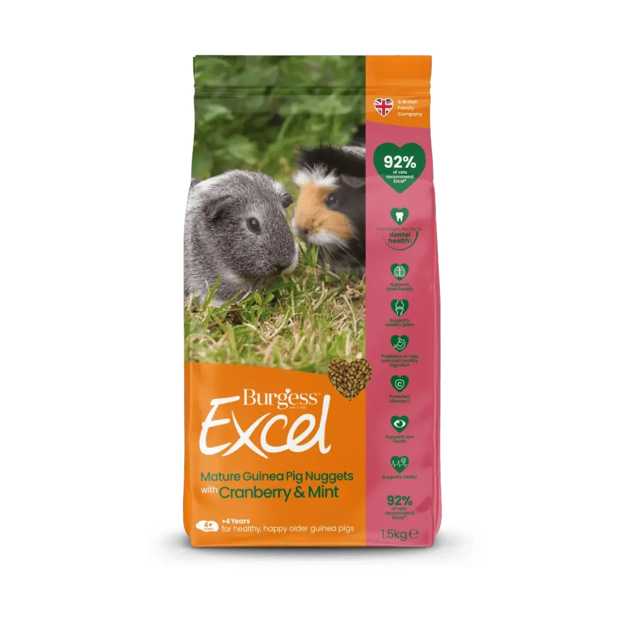 Burgess Excel Mature Guinea Pig 1,5 kg - støtte til ældre marsvin